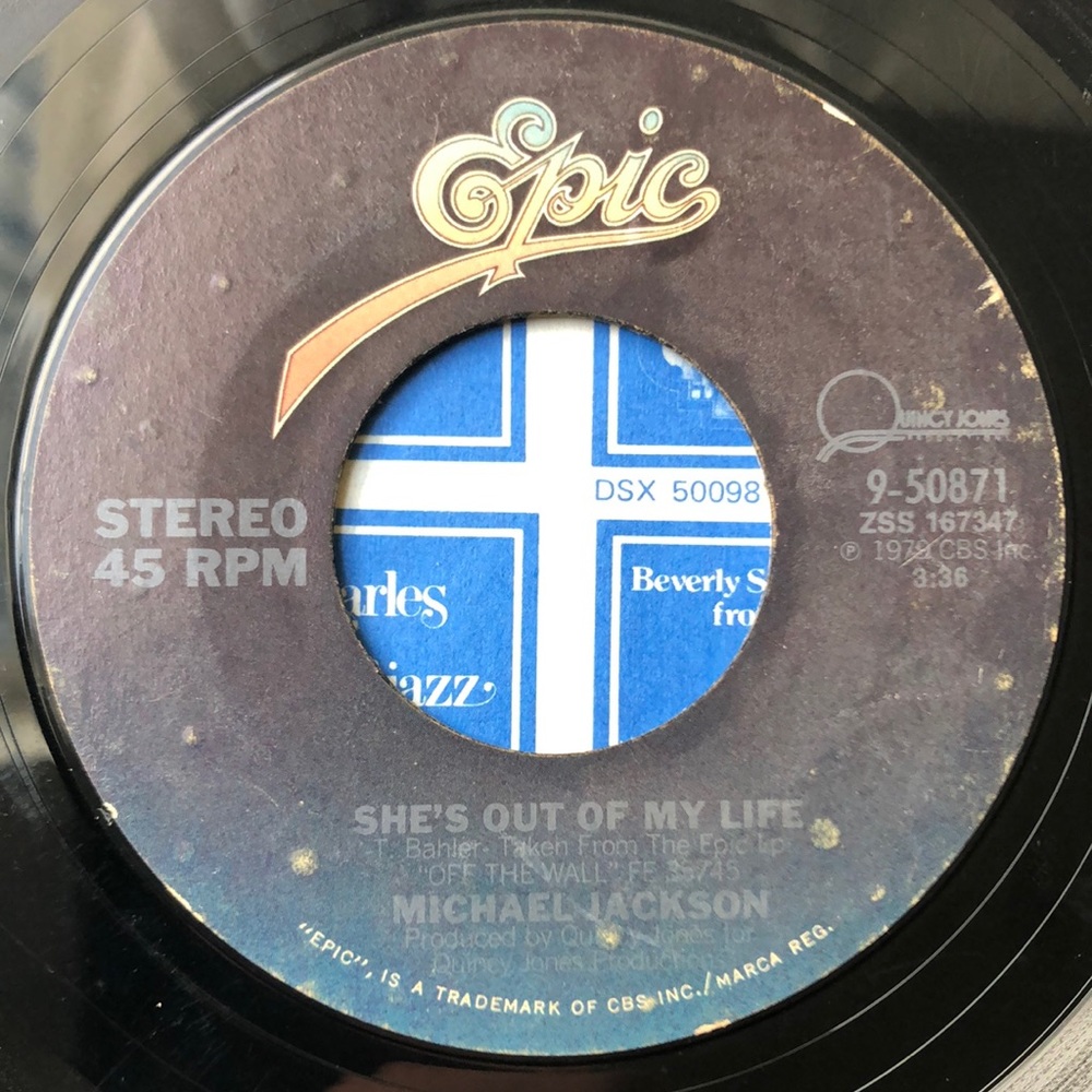 Michael Jackson She's Out Of My Life Vinyl 45 Record '79